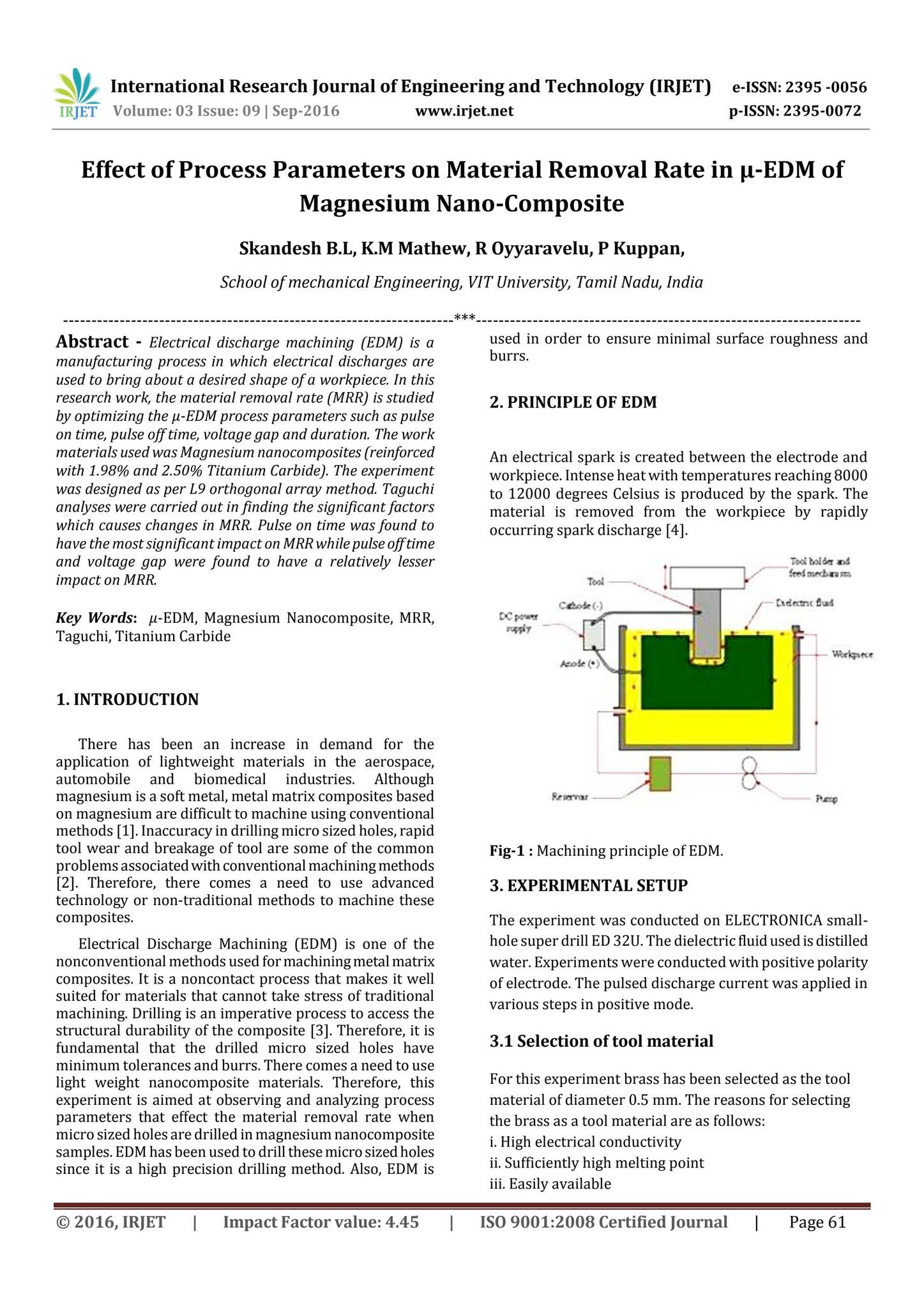 Effect of Process Parameters on Material Removal Rate in µ-EDM of ...