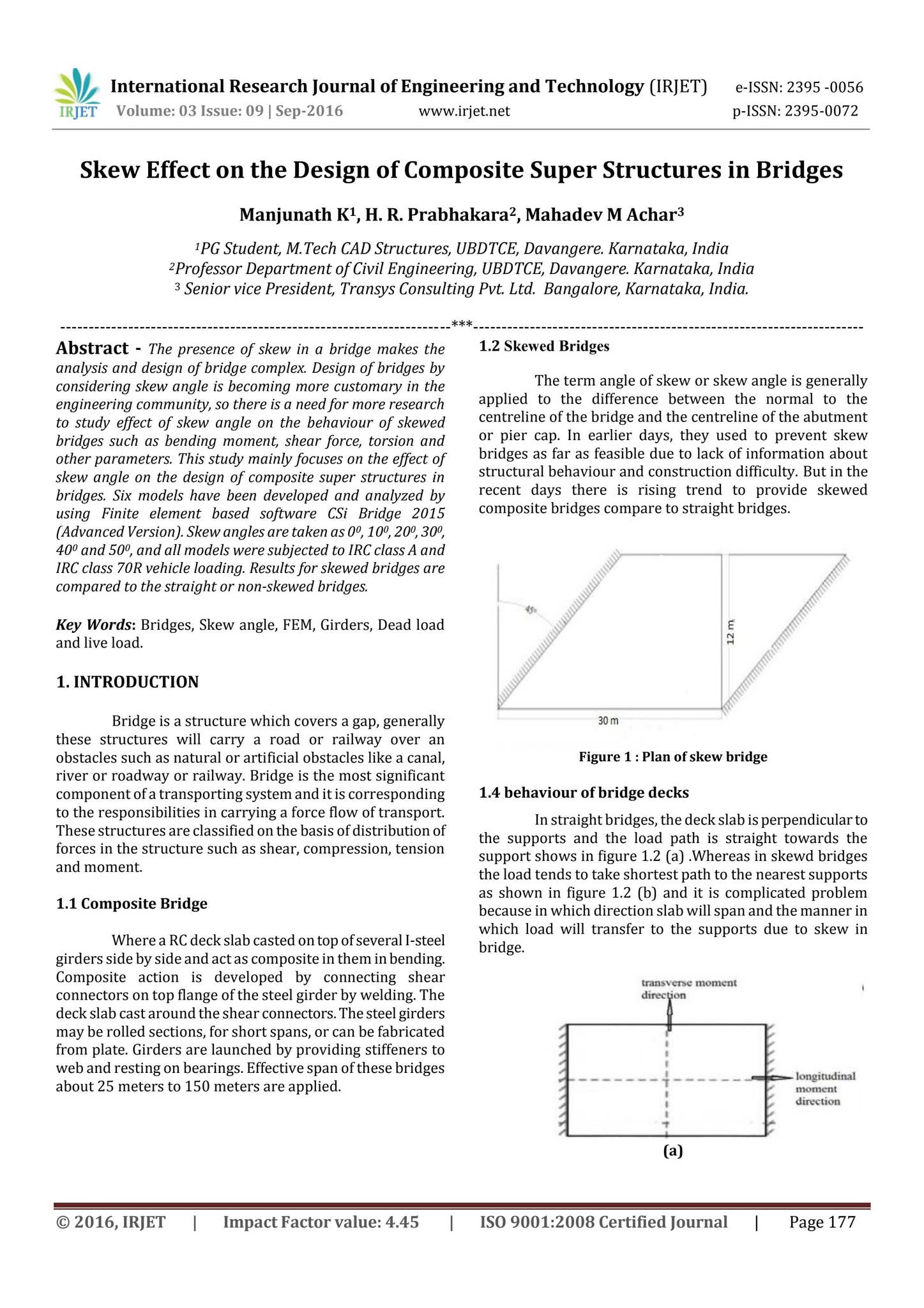 Skew Effect on the Design of Composite Super Structures in Bridges by ...