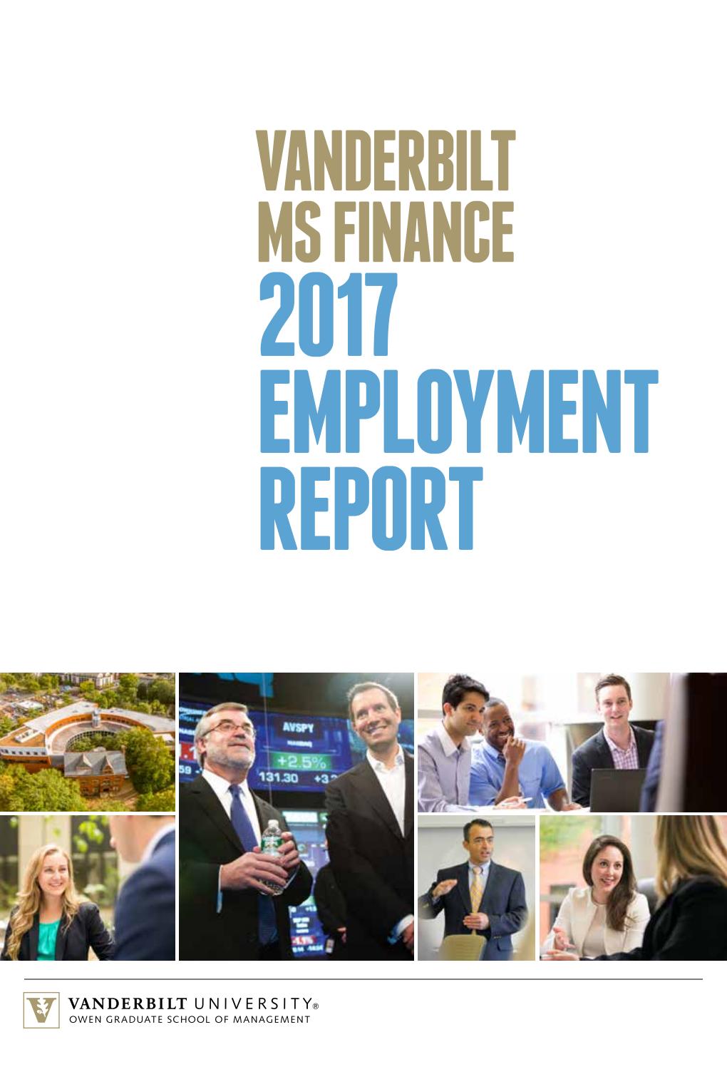 Vanderbilt MS Finance Employment Report by Vanderbilt Owen Graduate