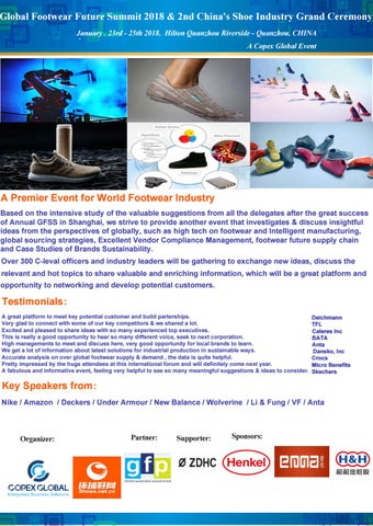 Global Footwear Future Summit 2018 By Footwearists Issuu Global Footwear Future Summit 2018 2nd China S Shoe Industry Grand Ceremony January 23rd 25th Hilton Quanzhou Riverside