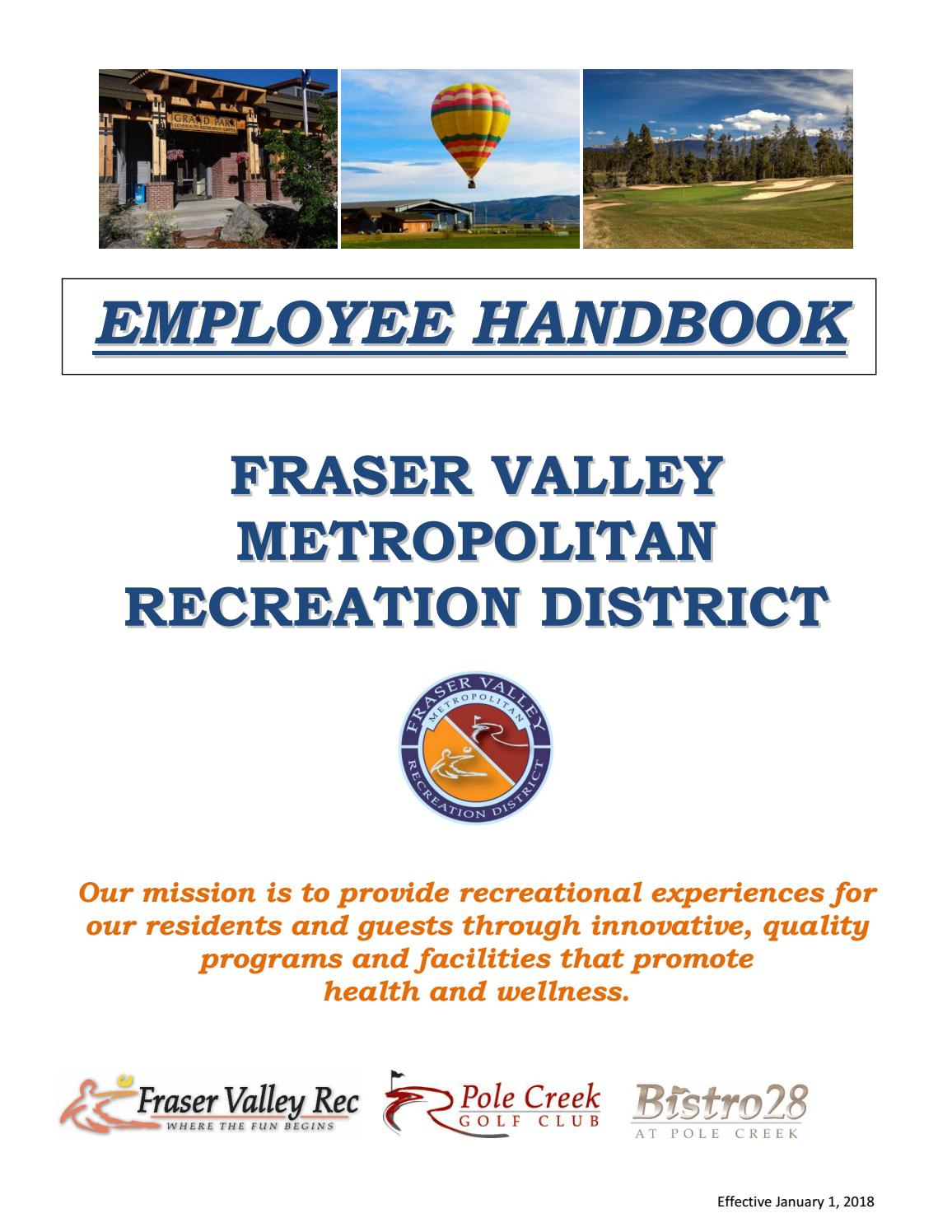 2018 Fraser Valley Recreation District Employee Handbook by FVMRD Issuu