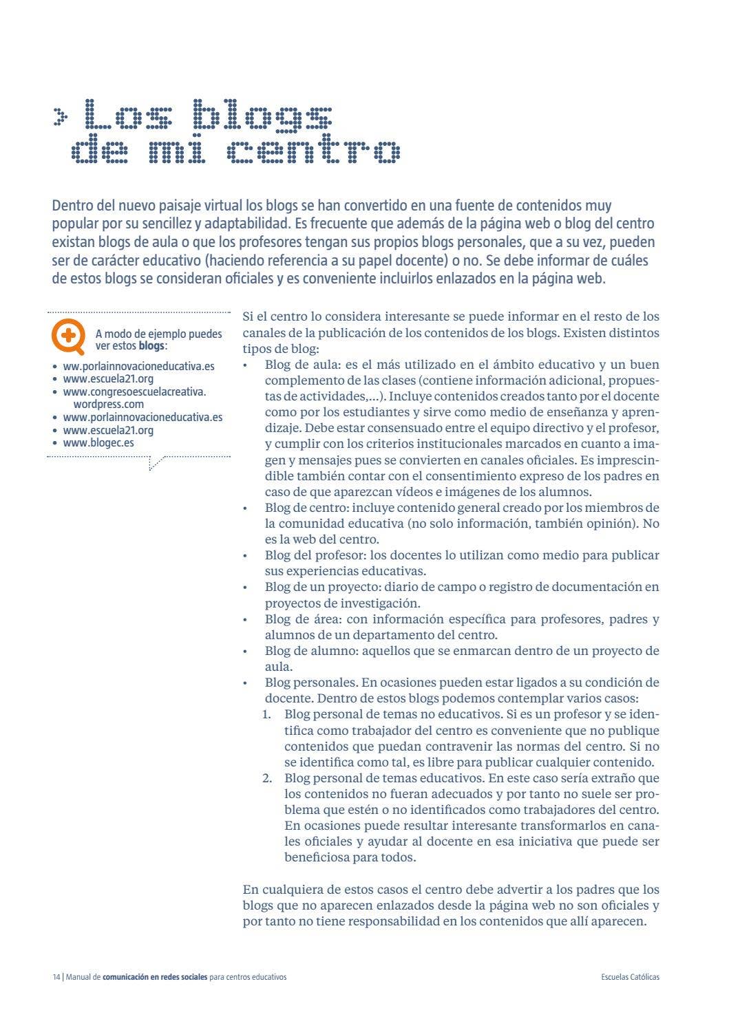 Comunicacion Rrss Manual comunicacion rrss para centros educativos by Escuelas Católicas ...