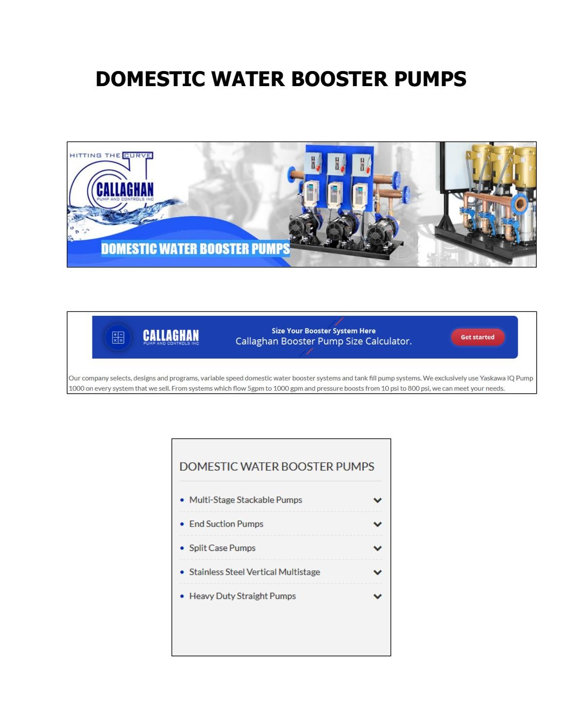 Domestic water booster pumps by Callaghan Pump & Controls, Inc Issuu