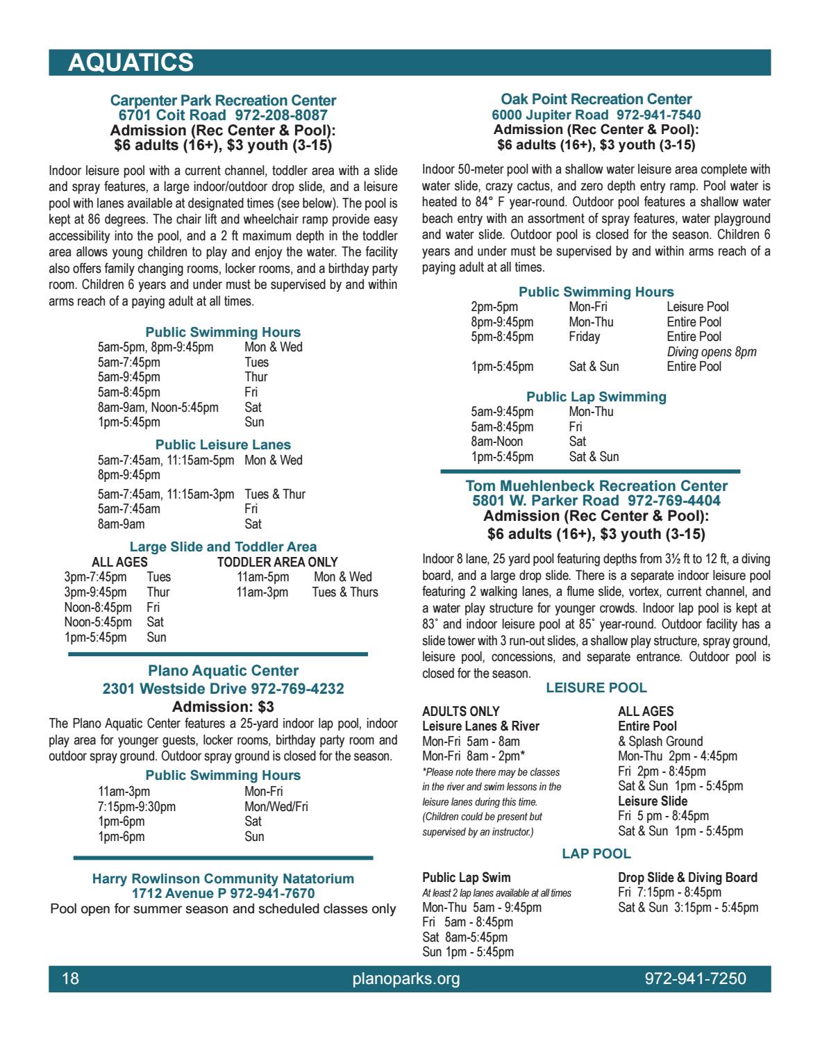 Winter Spring 2018 Recreation Catalog by Plano Parks and Recreation Issuu