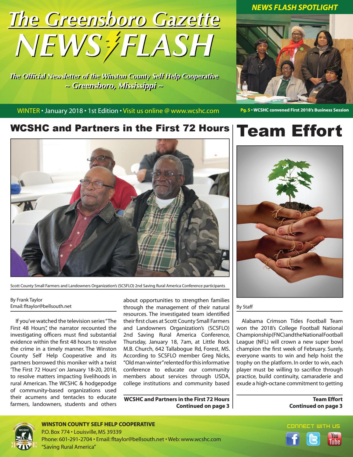 Greensboro Gazette News Flash 1st Edition January 2018 by Frank Taylor