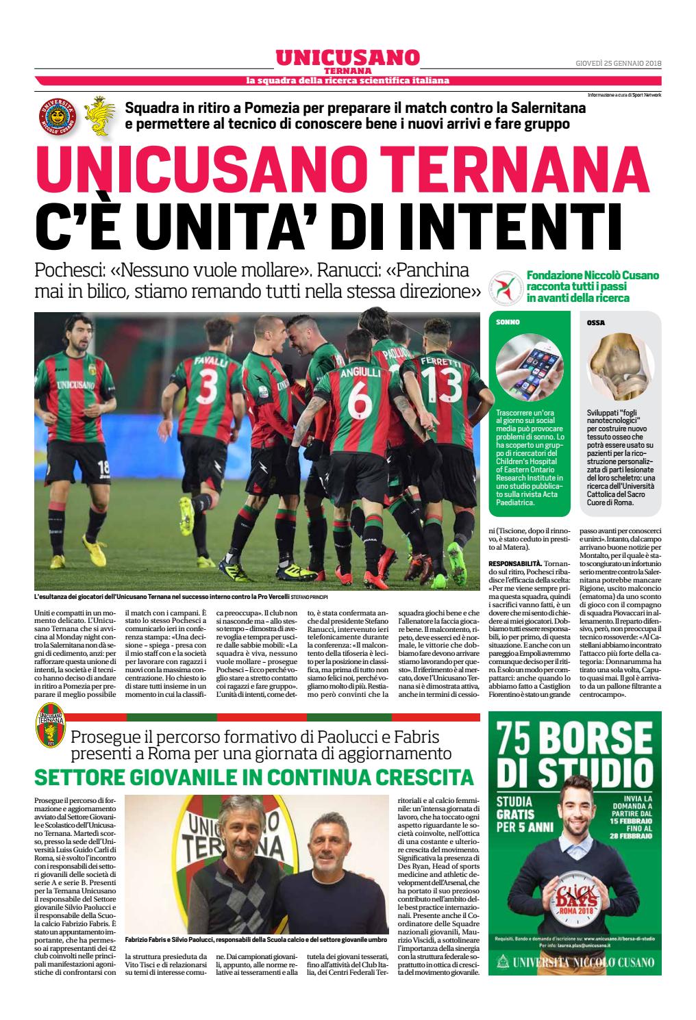 Unicusano ternana 20180125 by UniCusano Università Niccolò Cusano Issuu