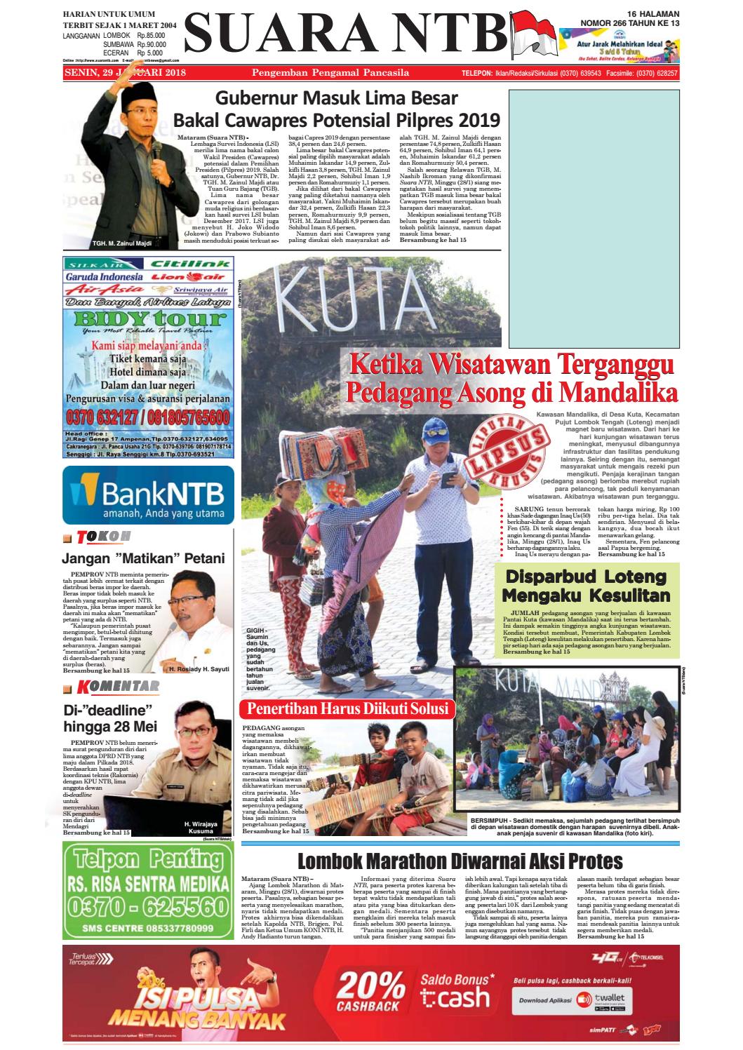 Edisi Senin29 Januari 2018 Suara NTB By E Paper KMB Issuu