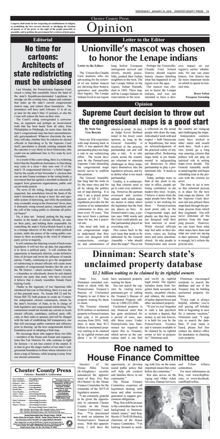 Chester County Press 01312018 Edition by Ad Pro Inc. Issuu