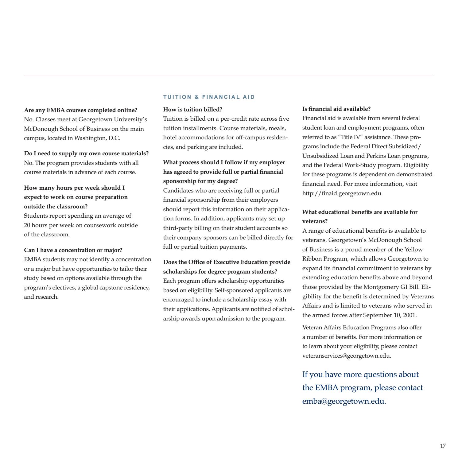 Georgetown Financial Aid >> Georgetown Mcdonough Executive Degree Programs Brochure By Georgetown Financial Aid >> Georgetown Mcdonough Executive Degree Programs Brochure By