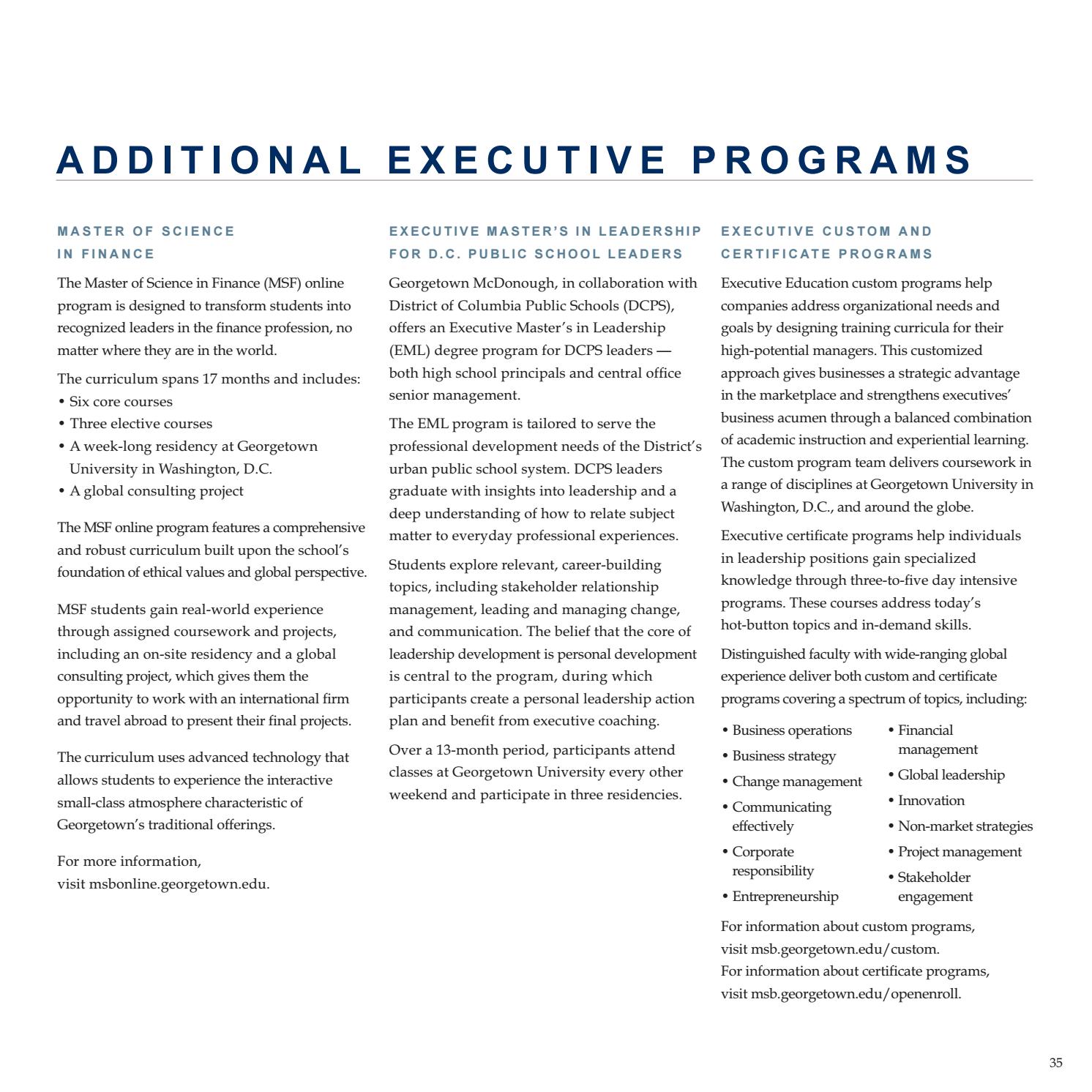 Georgetown Mcdonough Executive Degree Programs Brochure By Georgetown University Mcdonough School Of Business Issuu