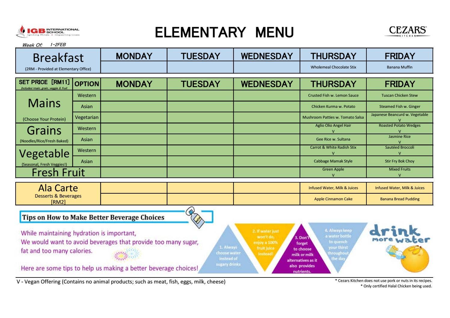 IGBIS Cafeteria Menu FEB 2018 by IGB International School - Issuu