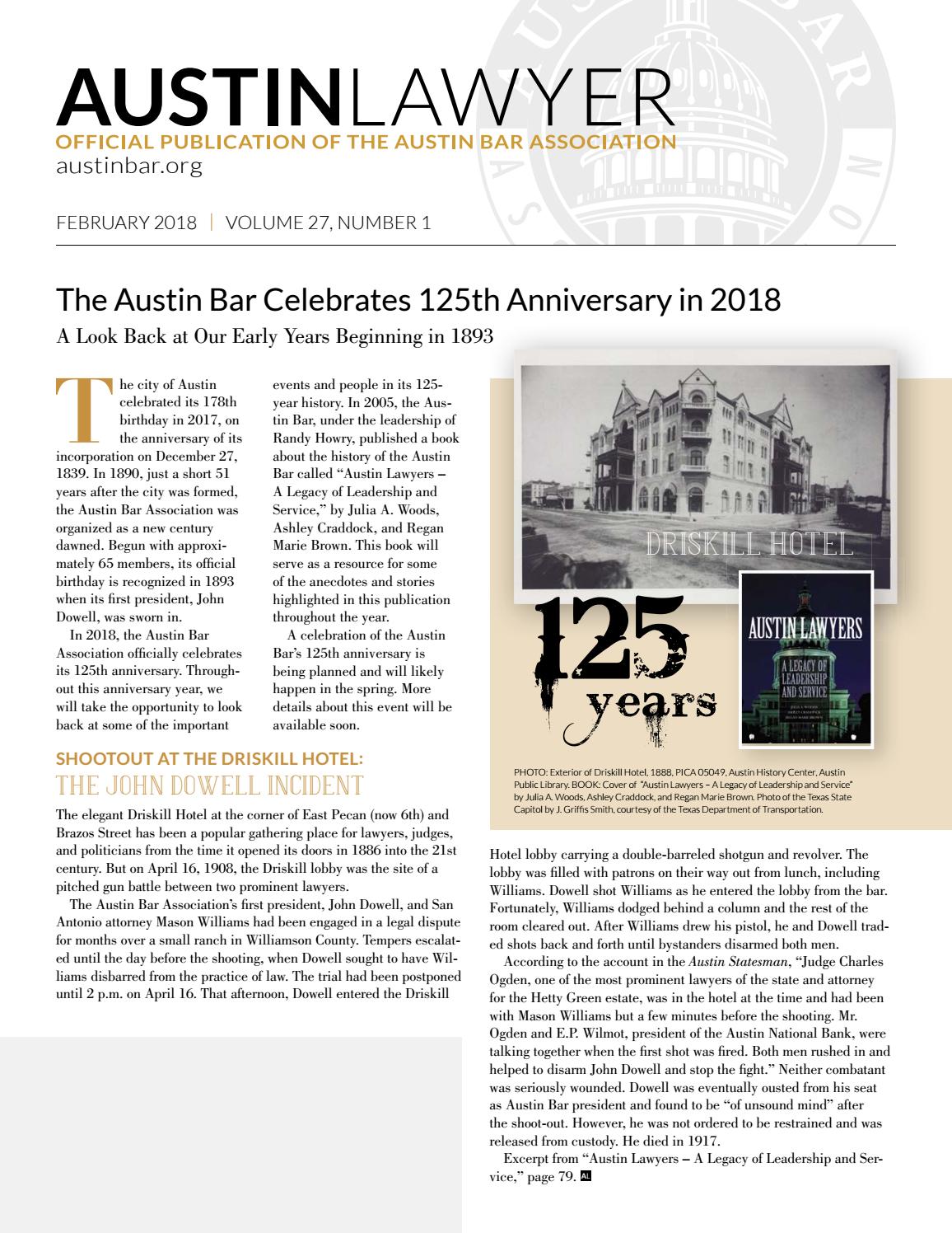 Austin Lawyer, February 2018 by Austin Bar Association Issuu