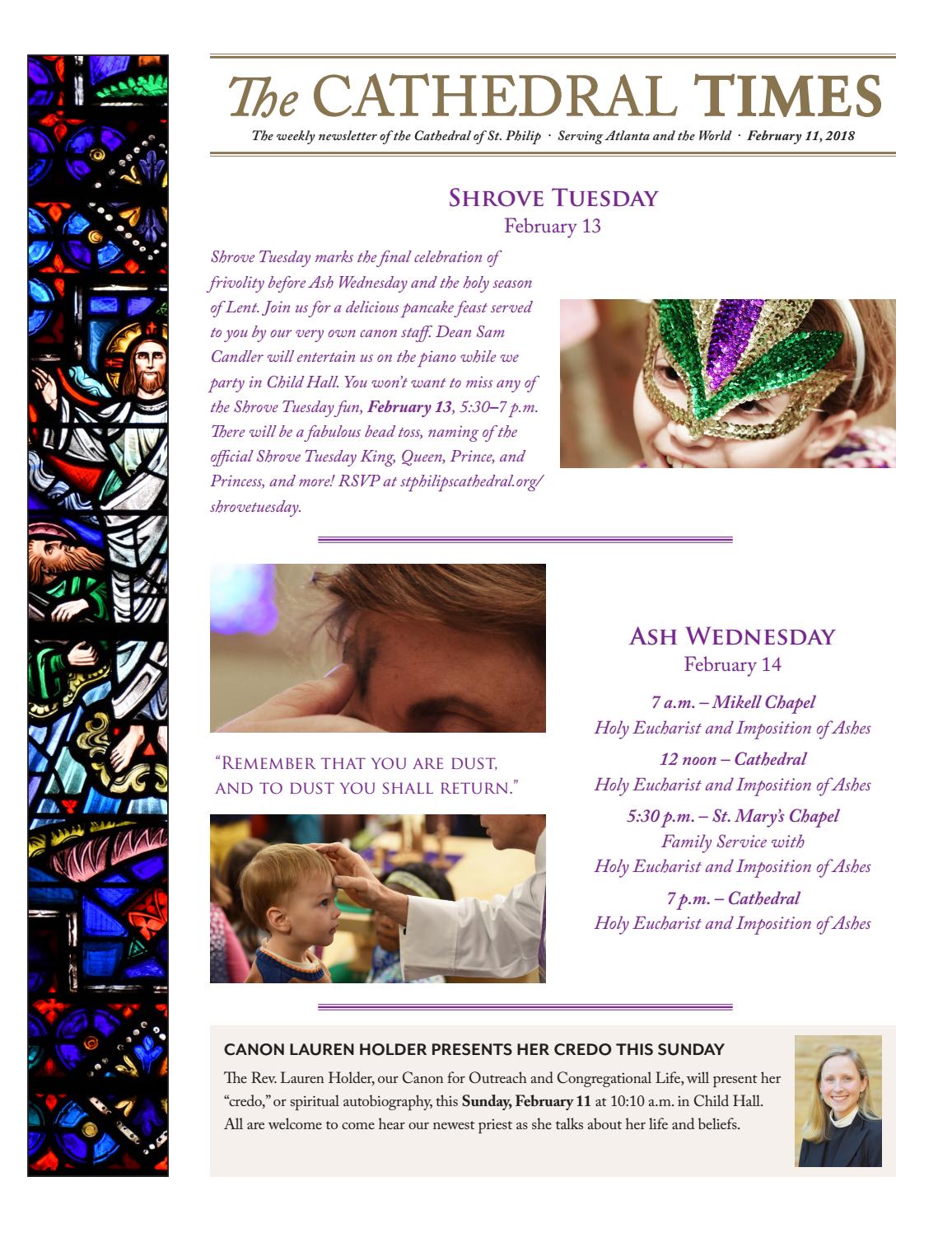 Cathedral Times February 11 2018 By The Cathedral Of St Philip