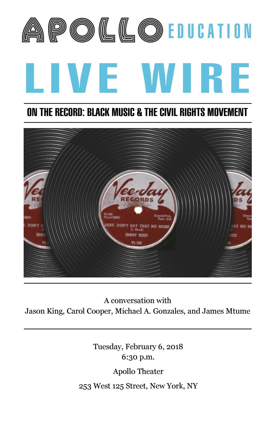 Apollo Live Wire: On the Record - Black Music and the Civil Rights Movement by Apollo Education - issuu