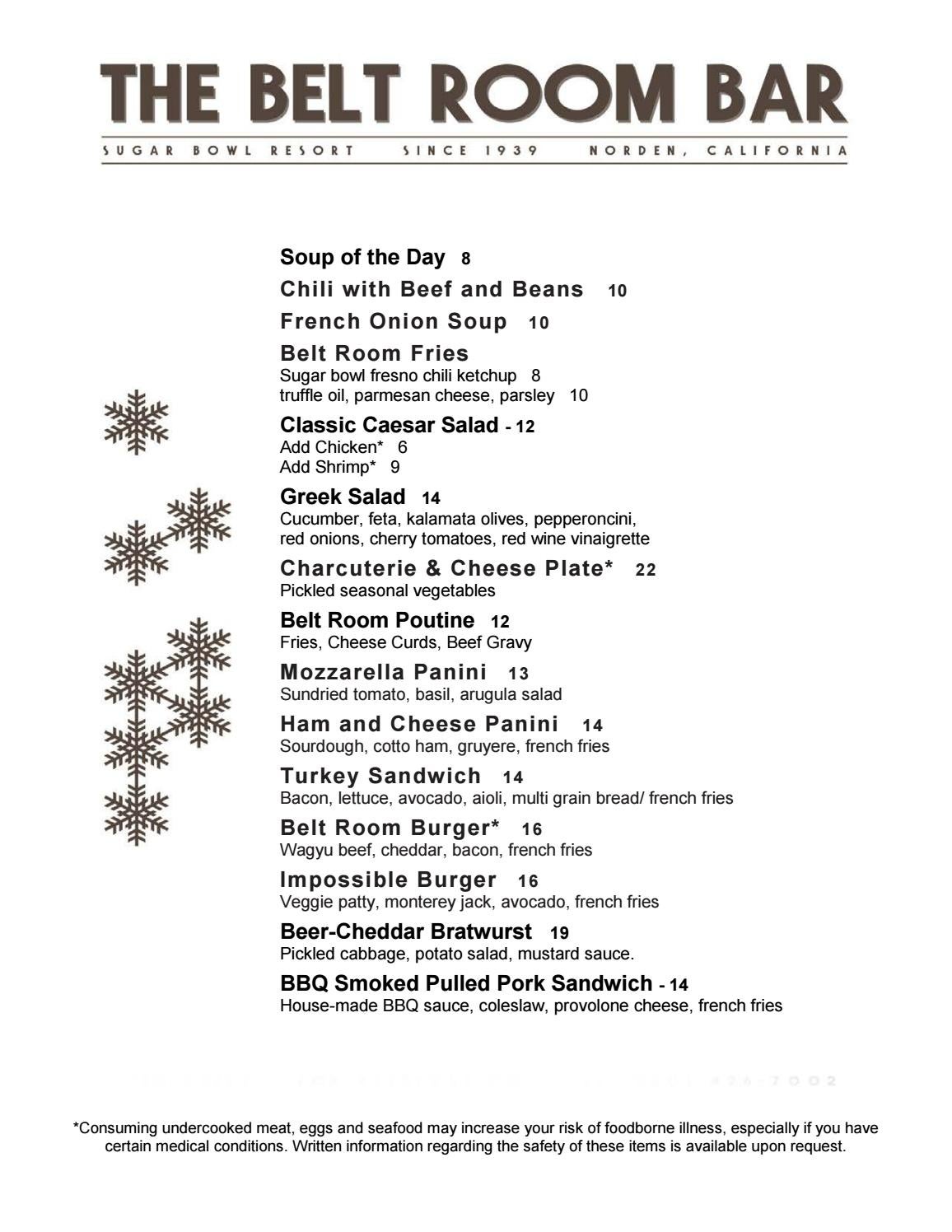 Belt Room Bar Menu by Village at Sugar Bowl Issuu