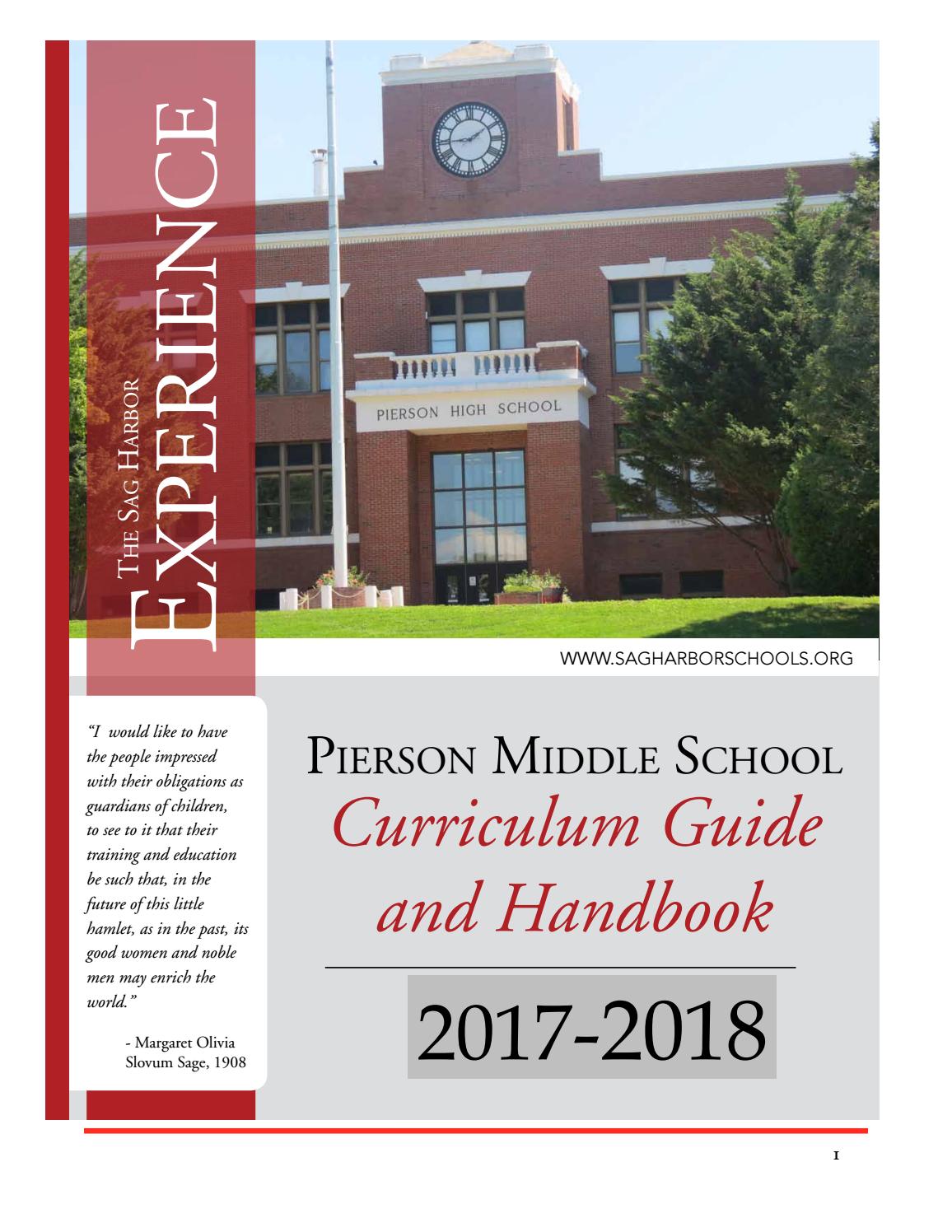 20162017 Pierson Middle School Curriculum Guide and Handbook by Sag