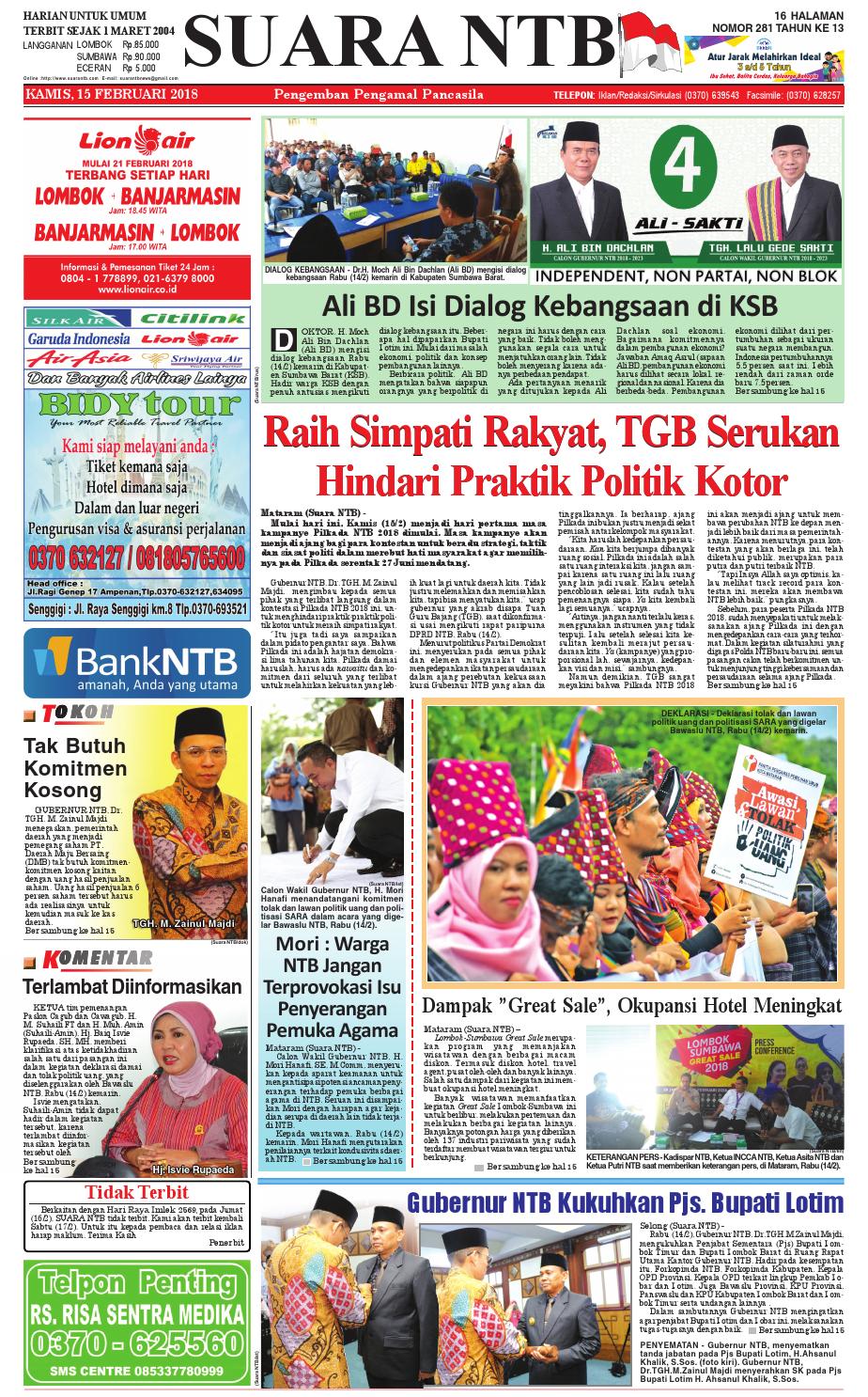 Edisi 15 Februari 2018 Suara NTB By E Paper KMB Issuu