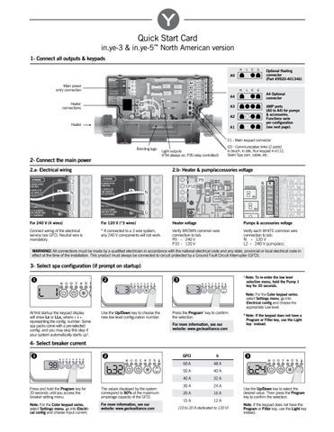 in.ye3 & in.ye5 control system Quick Start Card by Gecko Marketing
