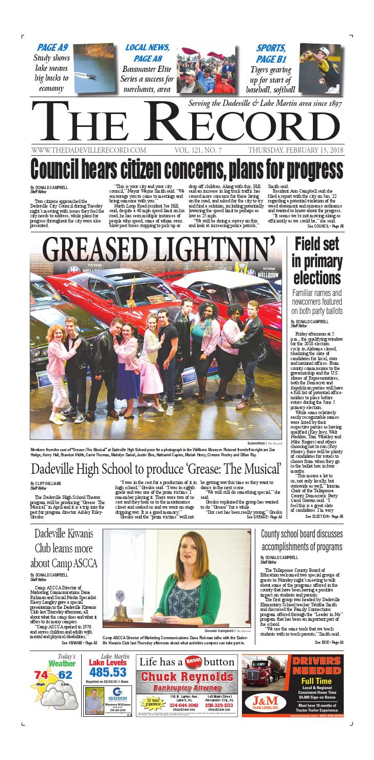 Feb. 15, 2018 Dadeville Record by Tallapoosa Publishers Issuu