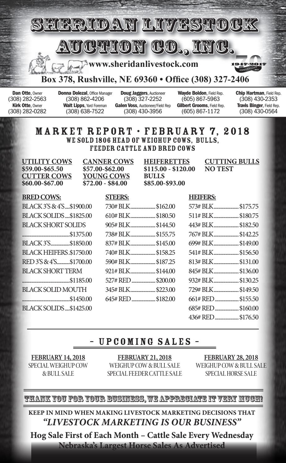 Livestock Auction Market Reports Feb 13 2018 By Tri State