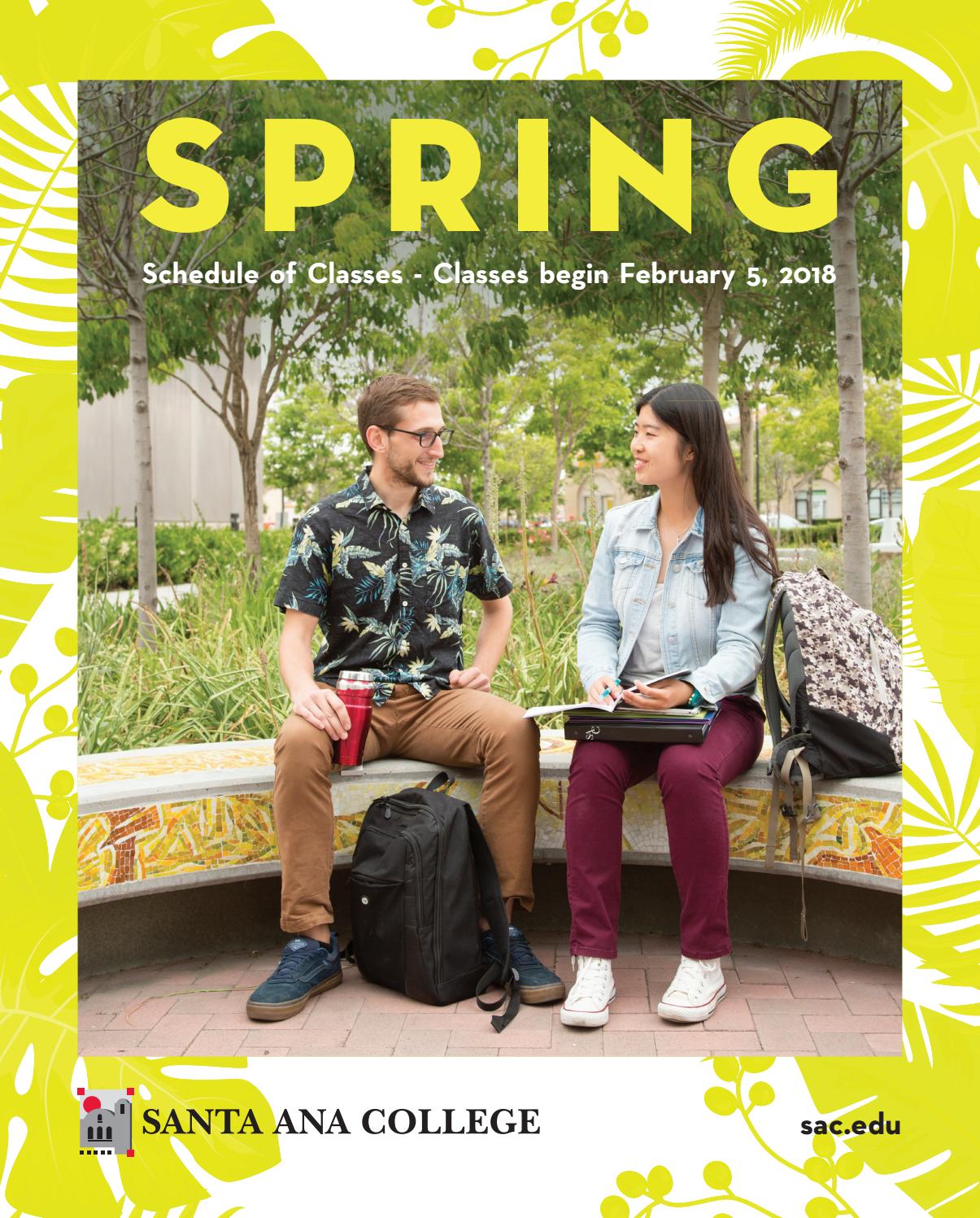 Santa Ana College Spring 2018 Schedule Of Classes By Santa Ana College