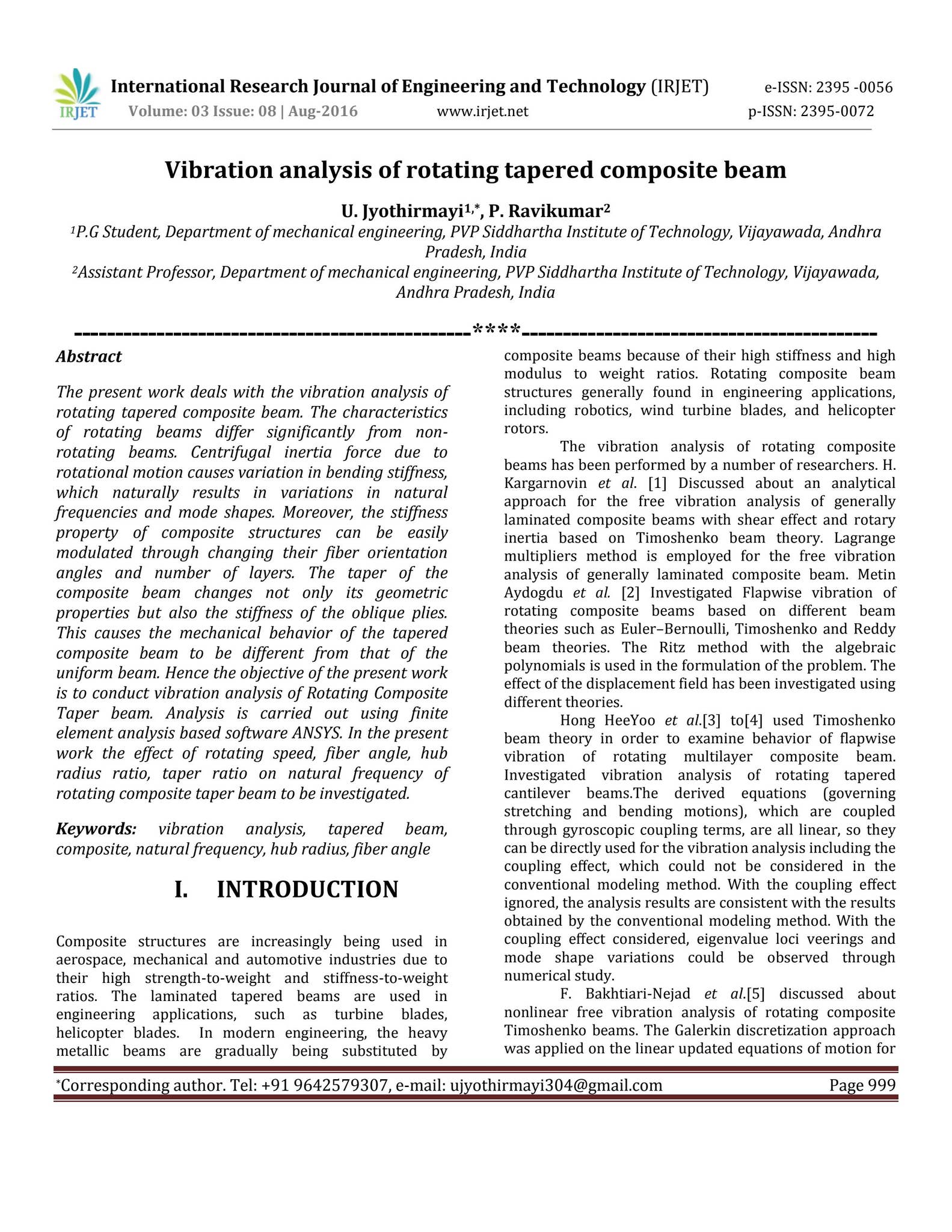 IRJET-Vibration analysis of rotating tapered composite beam by IRJET ...