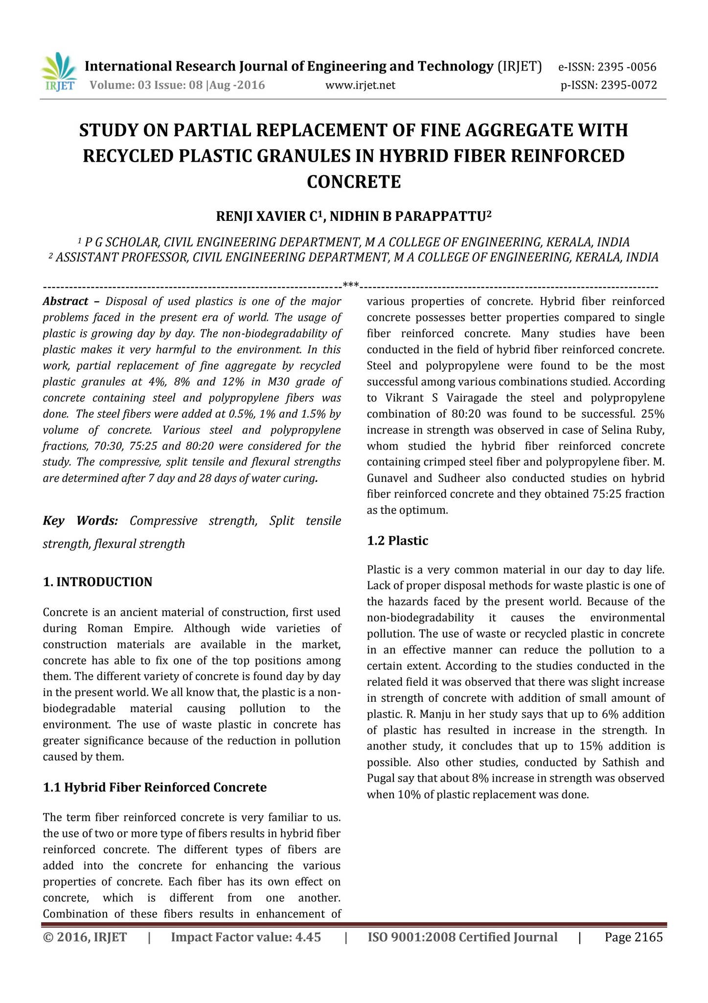 IRJET-Study on Partial Replacement of Fine Aggregate with Recycled ...