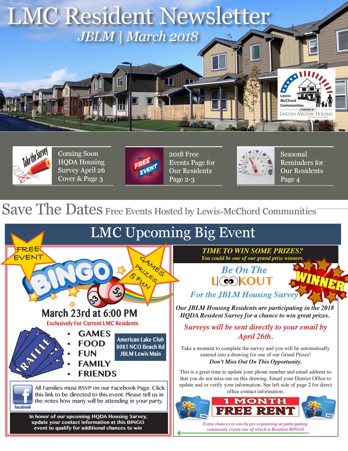 Lewis Mcchord Communities March 2018 Resident Newsletter By Lewis