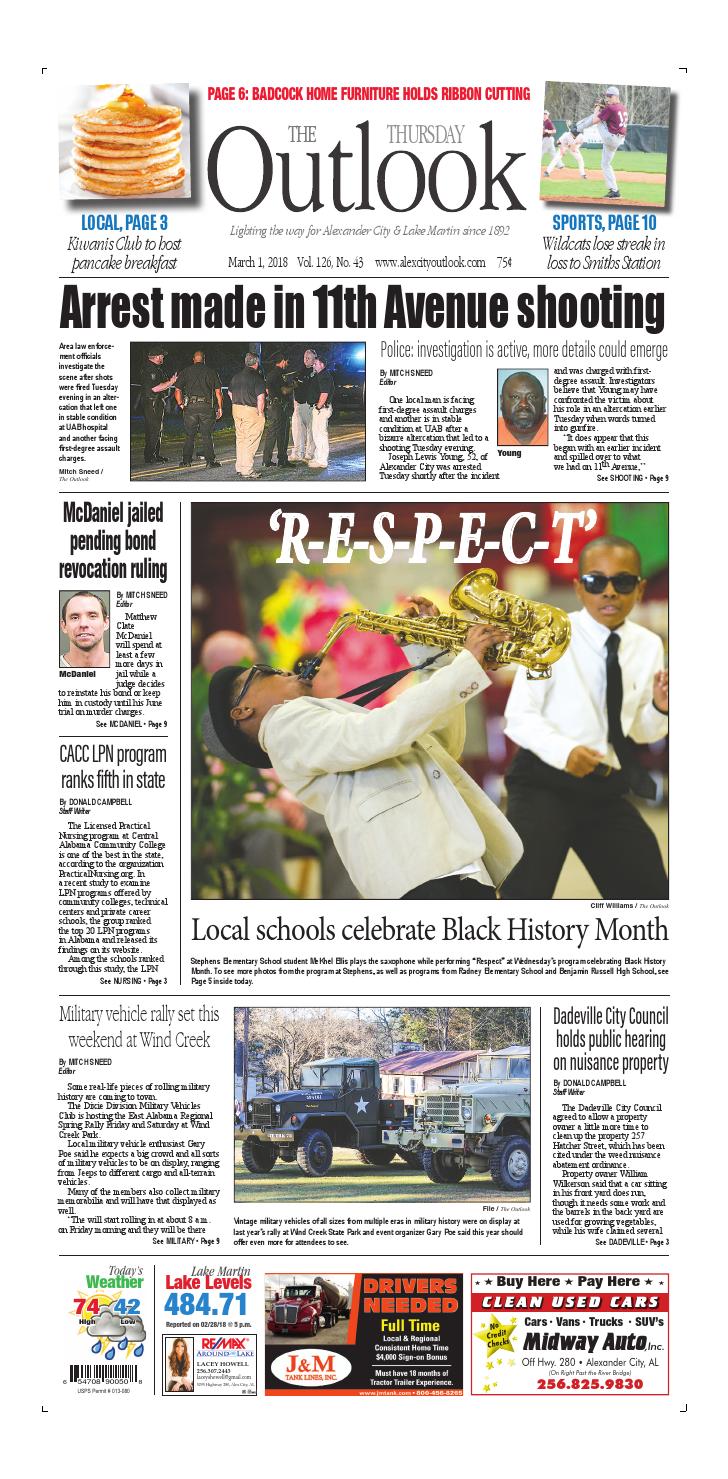 March 1 2018 Alex City Outlook By Tallapoosa Publishers Issuu