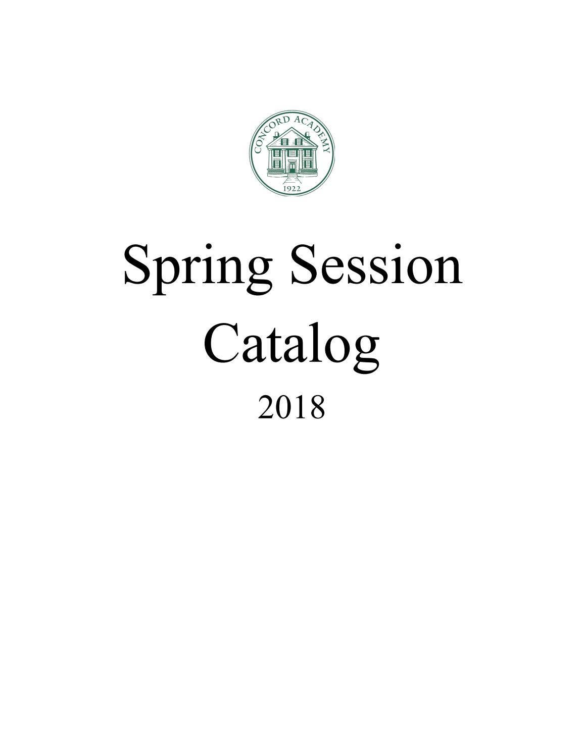 Spring Session 2018 Course Catalog by Concord Academy - Issuu