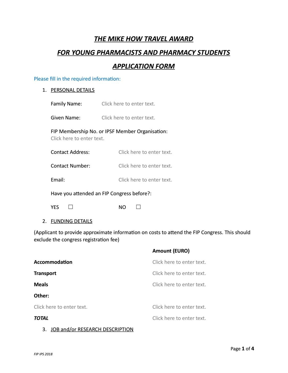 Mike how travel award application 2018 by International Pharmaceutical