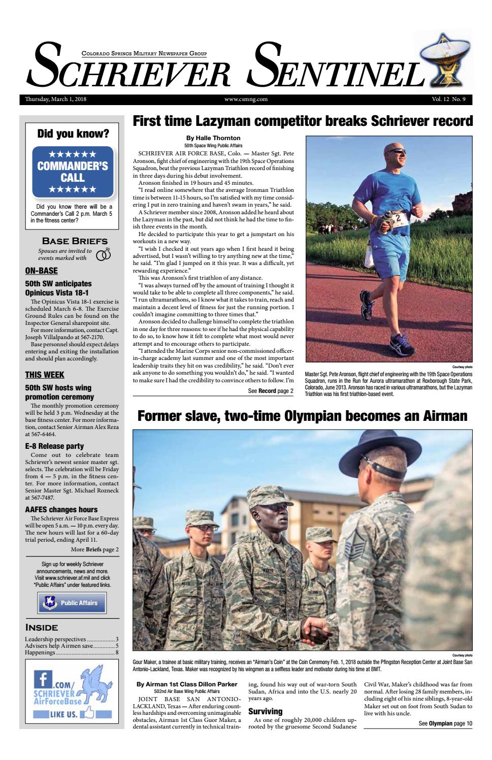 Schriever Sentinel March 1, 2018 by 6035 Media - Issuu