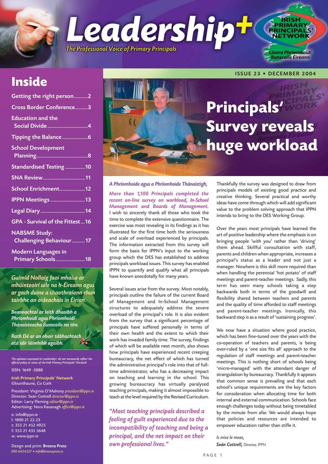 Leadership+ Issue 23 November 2004 by Irish Primary Principals’ Network ...