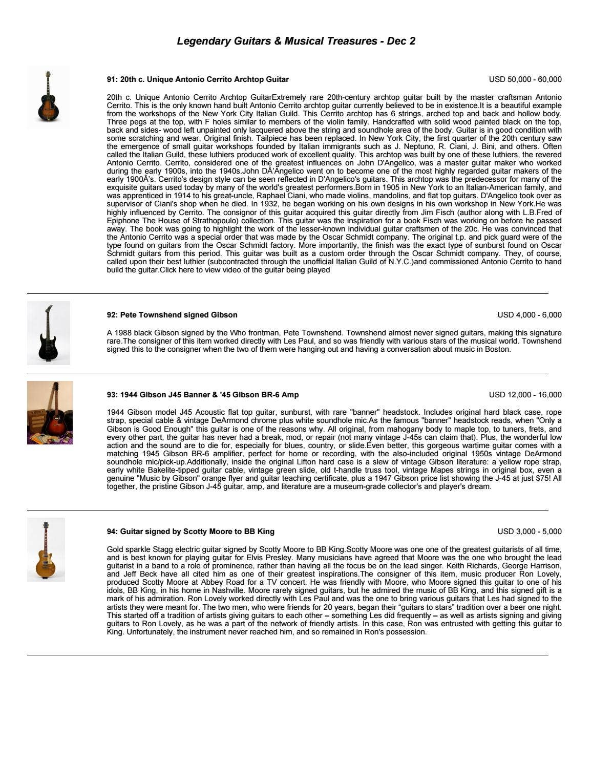 Legendary Guitars & Music Treasures Catalogue 2017 by Guernsey's - Issuu
