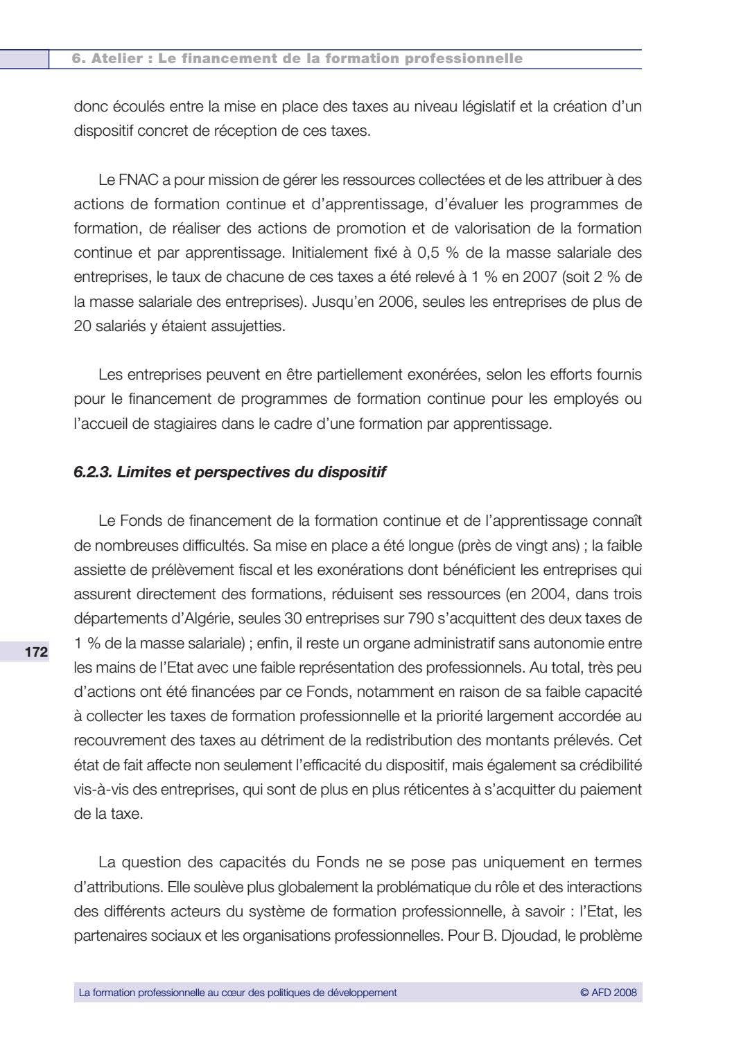La formation professionnelle au cœur des politiques de développement by ...