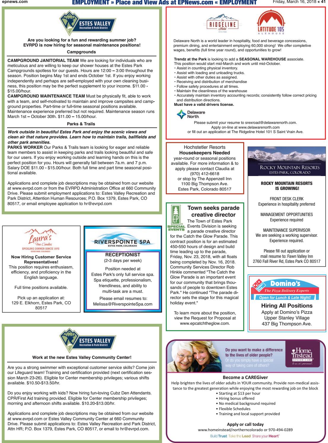 Estes Park News March 16 2018 By Estes Park News Inc Issuu