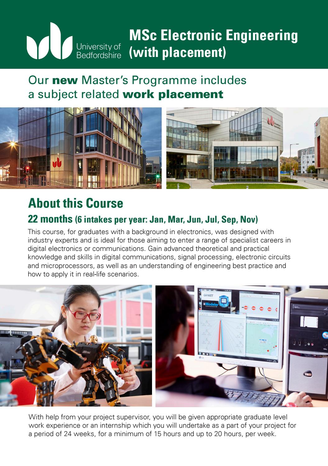 MSc Electronic Engineering (with Placement) by University of