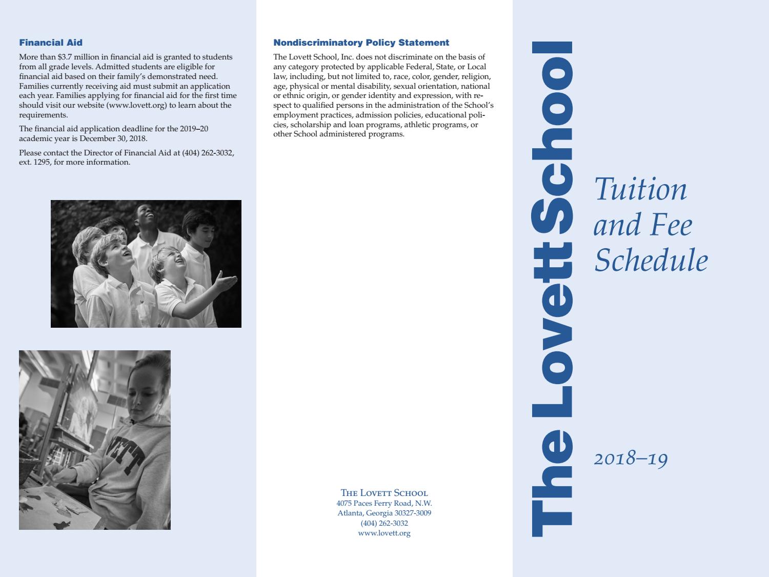 Tuition and fee brochure 2018 19 by The Lovett School - Issuu