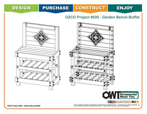 OZCO Building Products 家具目录 · OZCO 工程 庭院 长凳 or Buffet #520 第 2 页