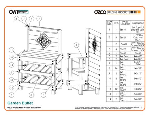 OZCO Building Products 家具目录 · OZCO 工程 庭院 长凳 or Buffet #520 第 7 页