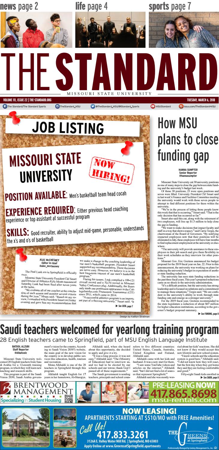 March 6, 2018 by The Standard at Missouri State University Issuu