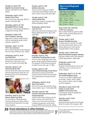 april 2018 free events calendar by fairfax county public library issuu mother goose flyer at the library