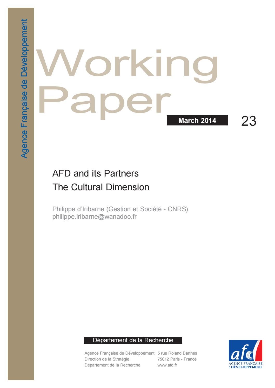 Afd And Its Partners The Cultural Dimension By Agence Francaise De Developpement Issuu