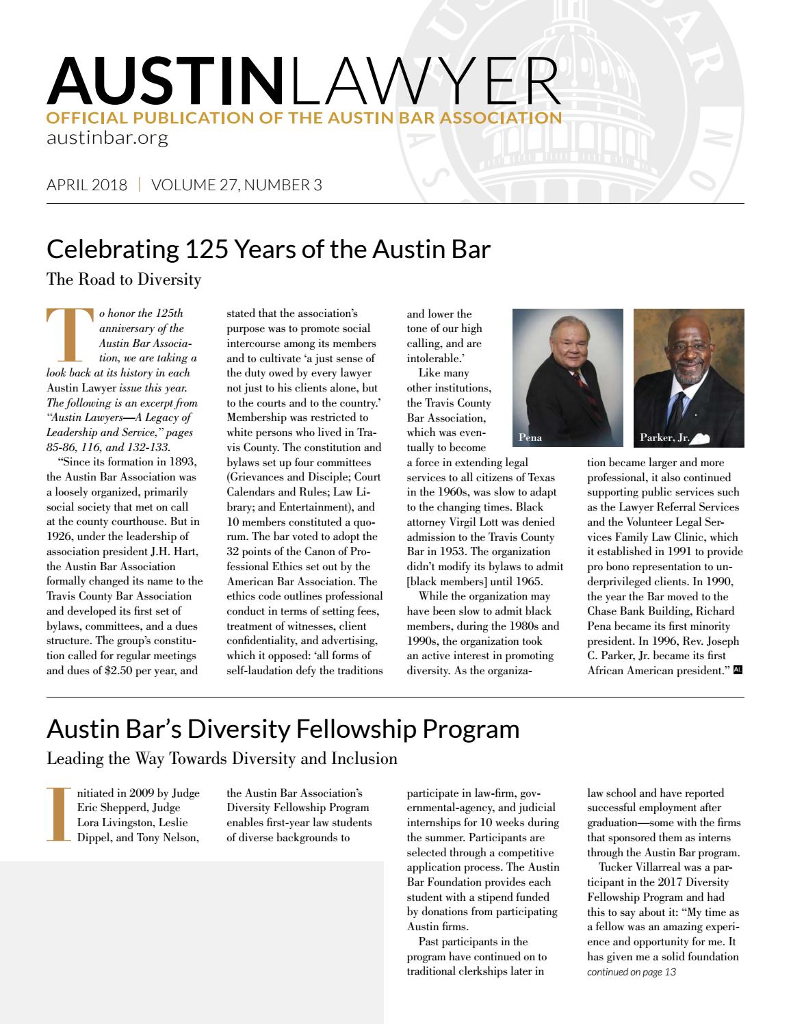 Austin Lawyer, April 2018 by Austin Bar Association Issuu