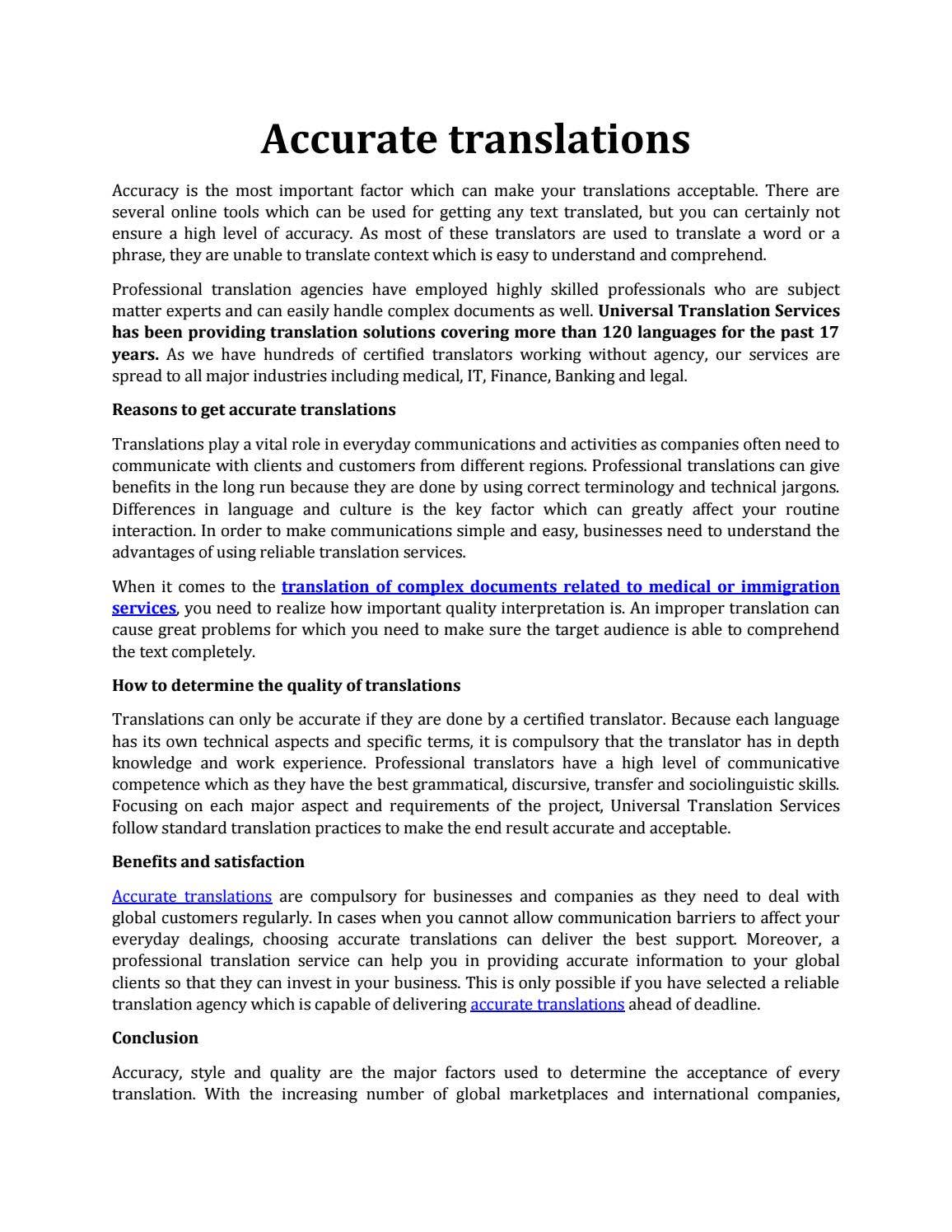 Accurate Translations By Universal Translation Services Issuu