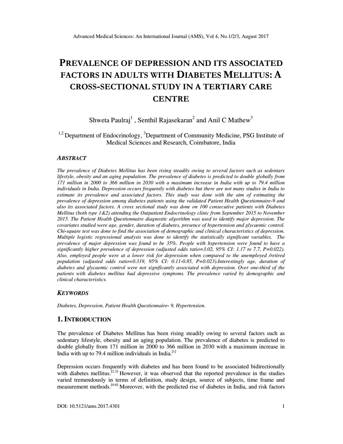 Study Depression Obesity Hypertension >> Prevalence Of Depression And Its Associated Factors In Adults With Study Depression Obesity Hypertension >> Prevalence Of Depression And Its Associated Factors In Adults With