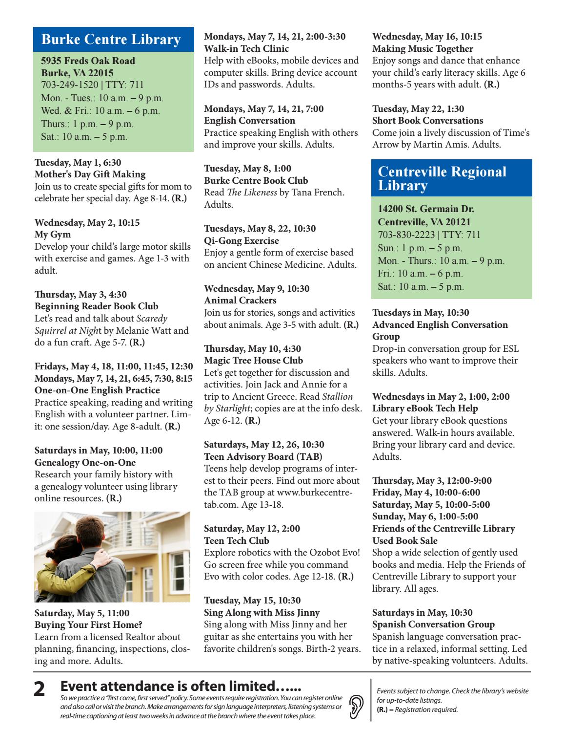 Free Talk Thursday May 14th In >> May 2018 Free Events Calendar By Fairfax County Public Library Issuu Free Talk Thursday May 14th In >> May 2018 Free Events Calendar By Fairfax County Public Library Issuu