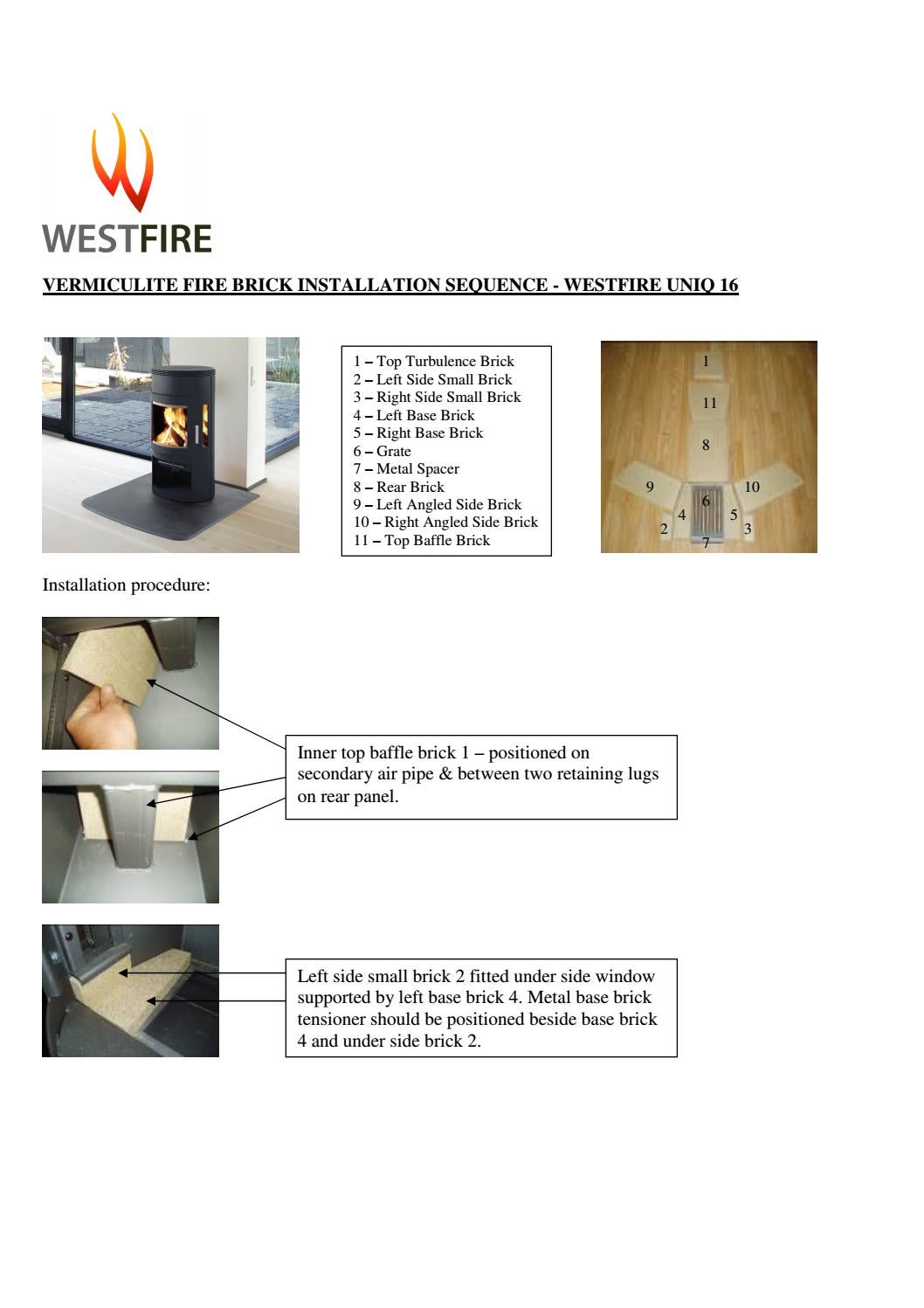 Westfire Uniq 16 u0026 20 Fire Brick Installation by Eurostove Ltd - Issuu