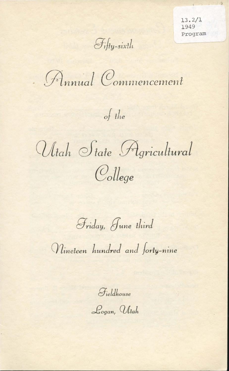 Utah State University Commencement, 1949 by USU Libraries Issuu