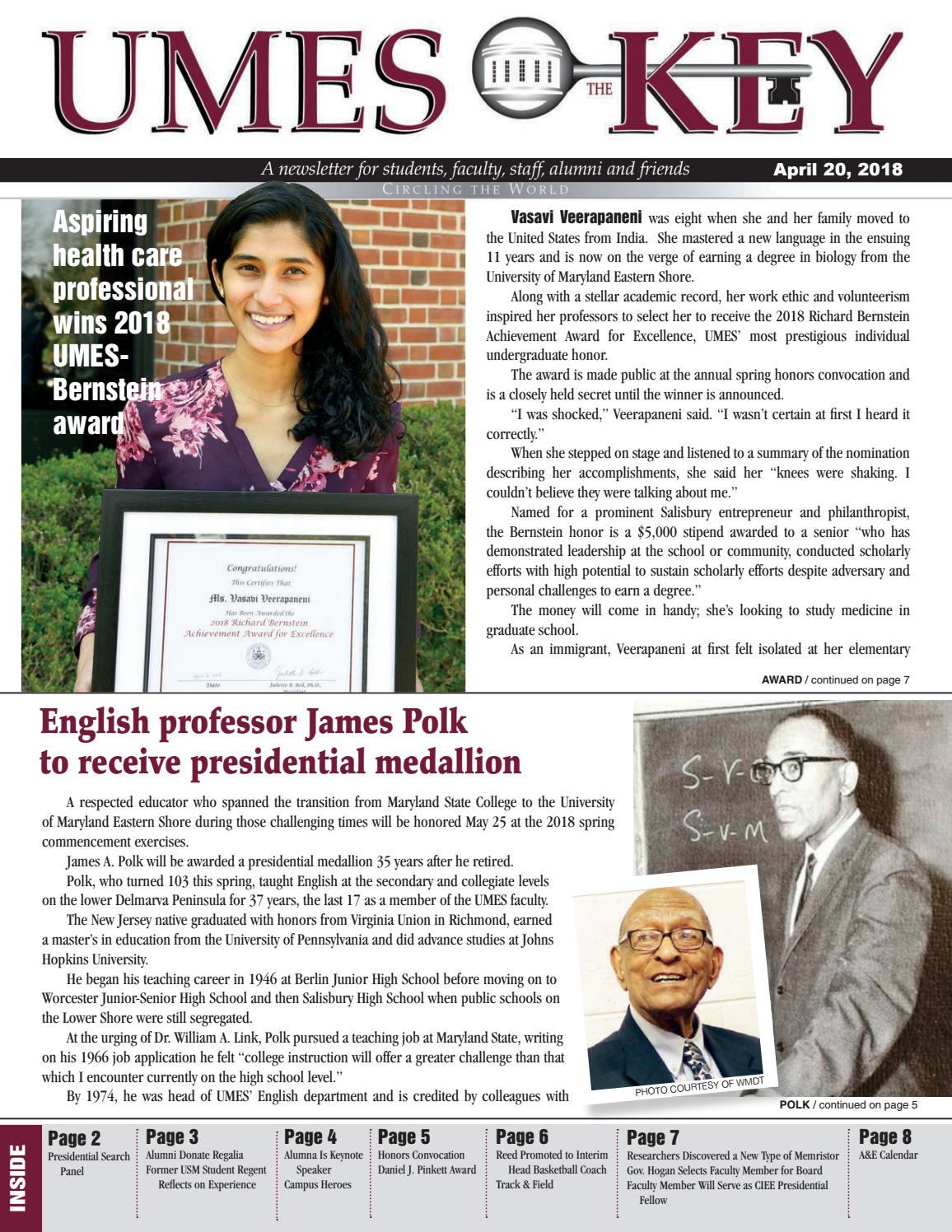 The Key April 20, 2018 Edition by University of Maryland Eastern Shore -  Issuu